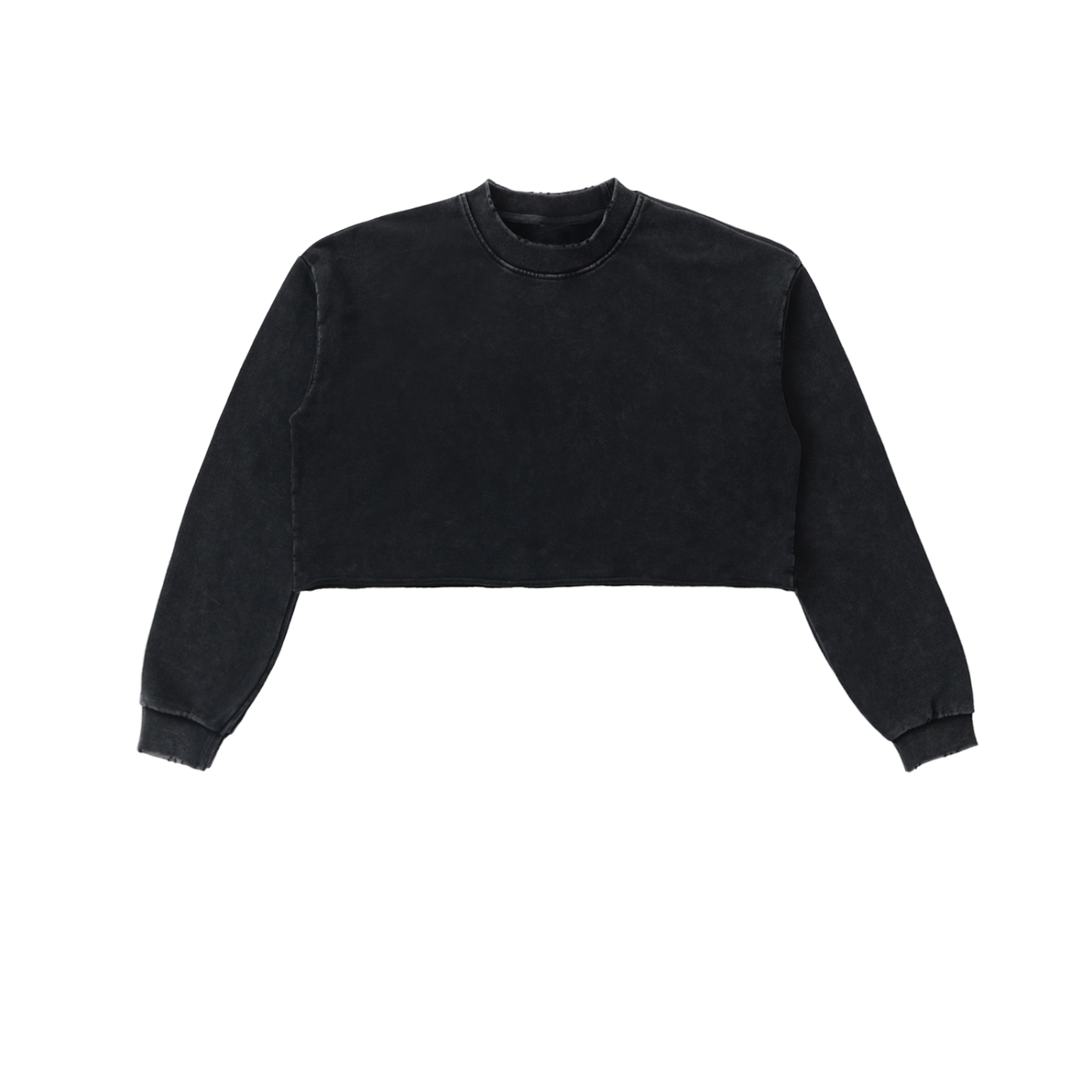 Snow Wash Raw Edge Cropped Sweatshirt