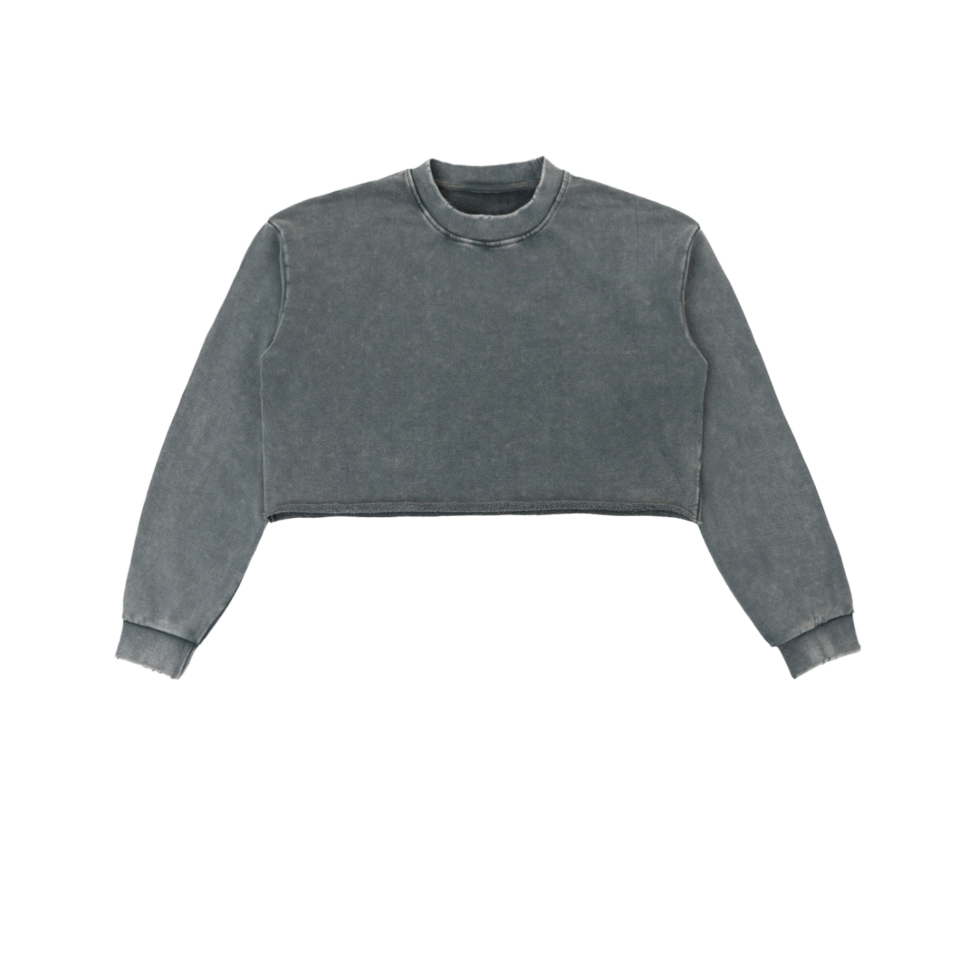 Snow Wash Raw Edge Cropped Sweatshirt