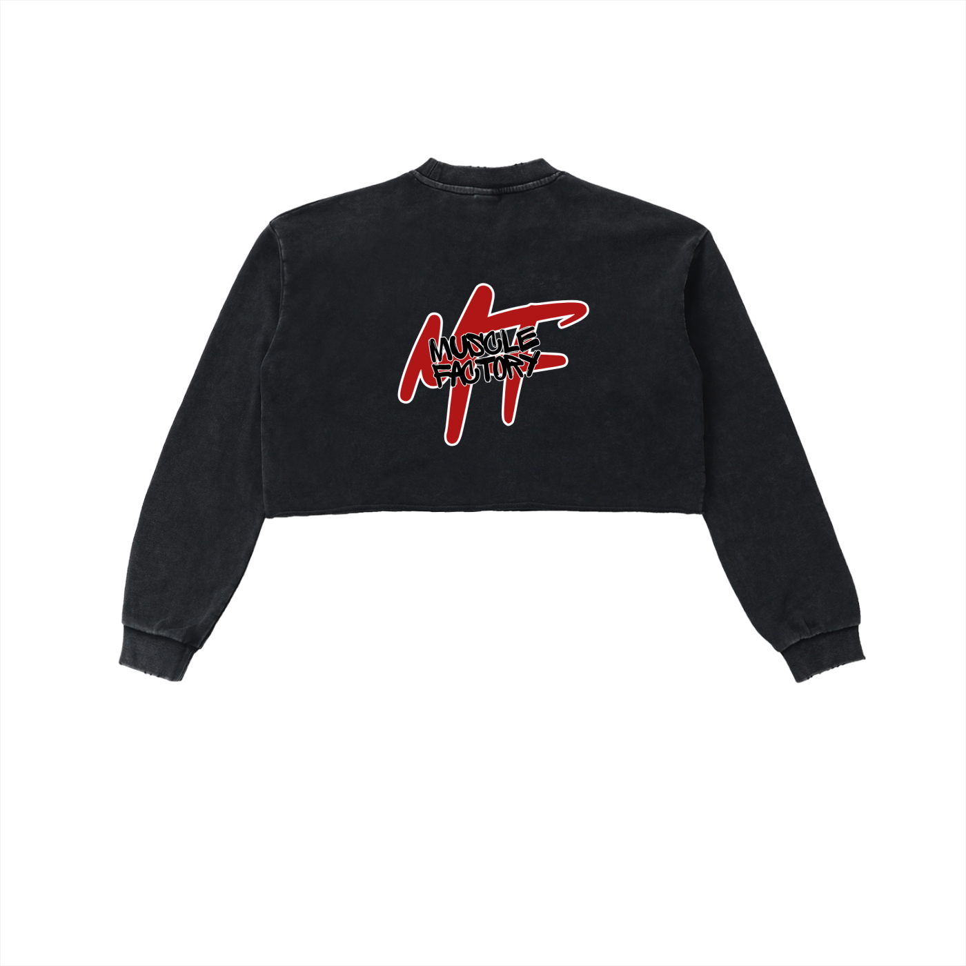 Snow Wash Raw Edge Cropped Sweatshirt