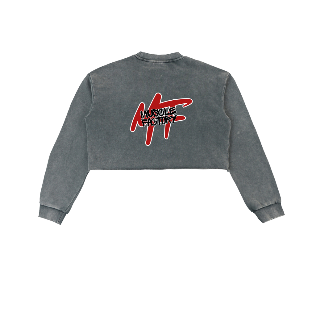 Snow Wash Raw Edge Cropped Sweatshirt