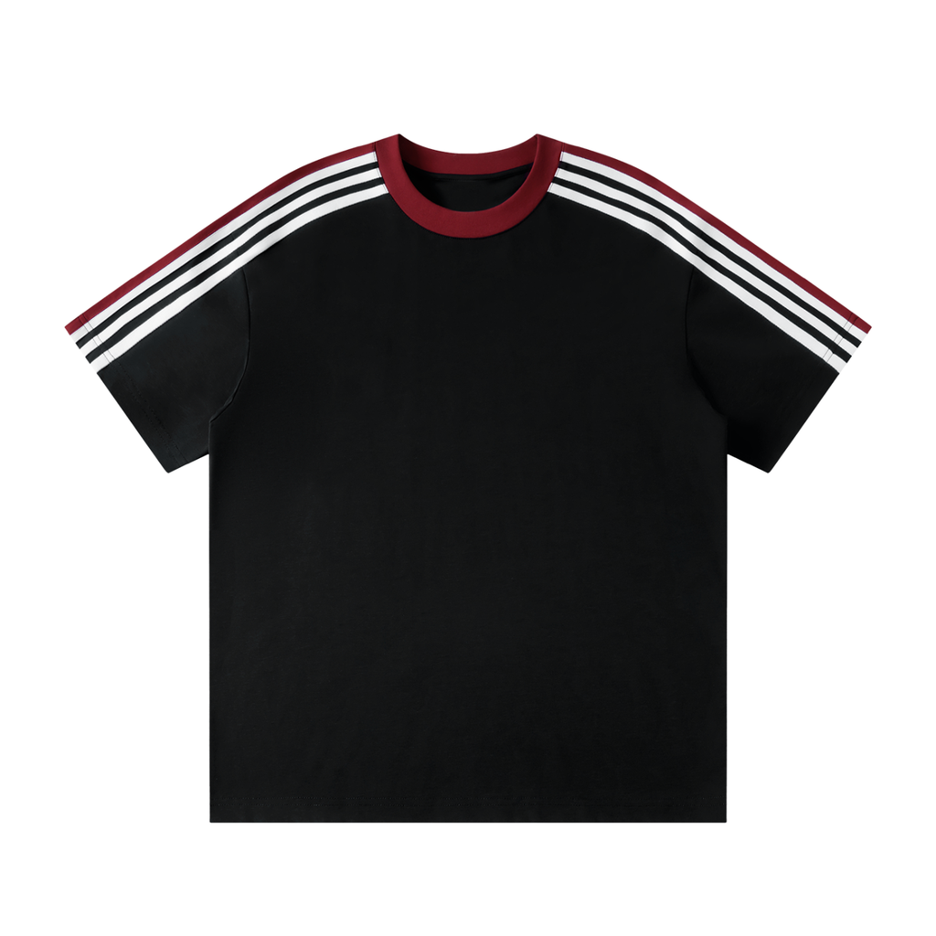 Colourblock Striped T-Shirt - Black
