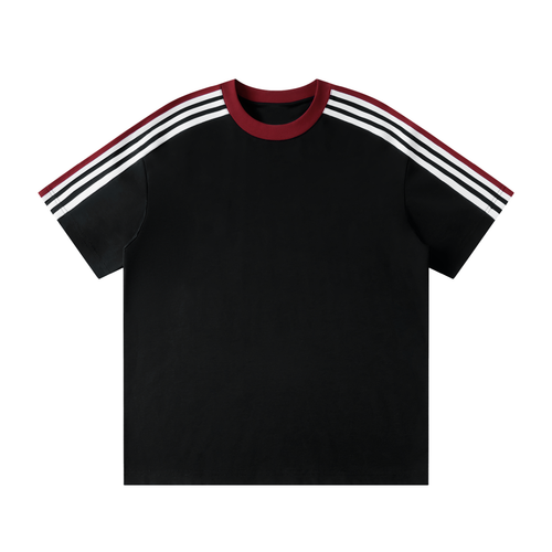 Colourblock Striped T-Shirt - Black