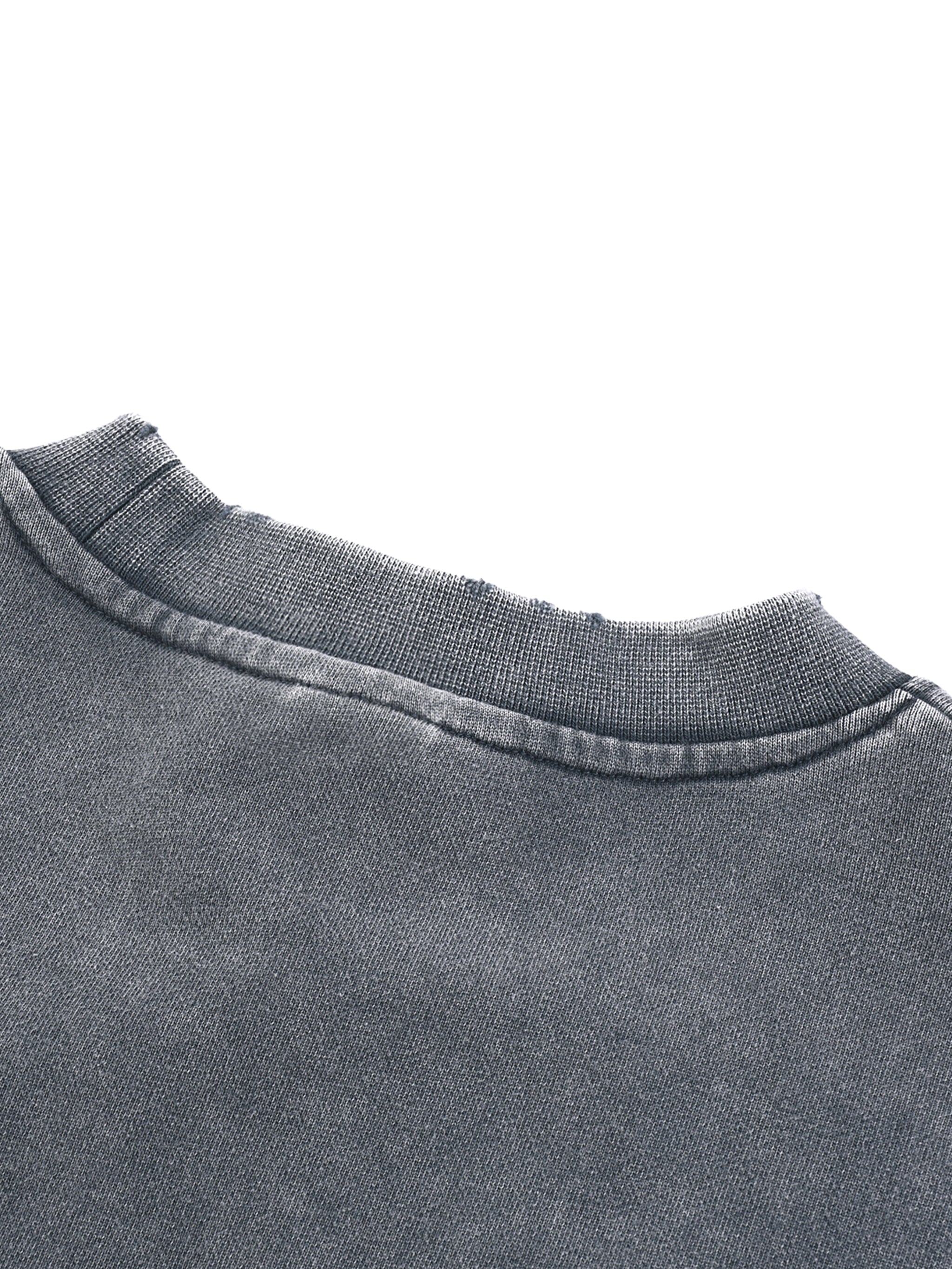 Snow Wash Raw Edge Cropped Sweatshirt