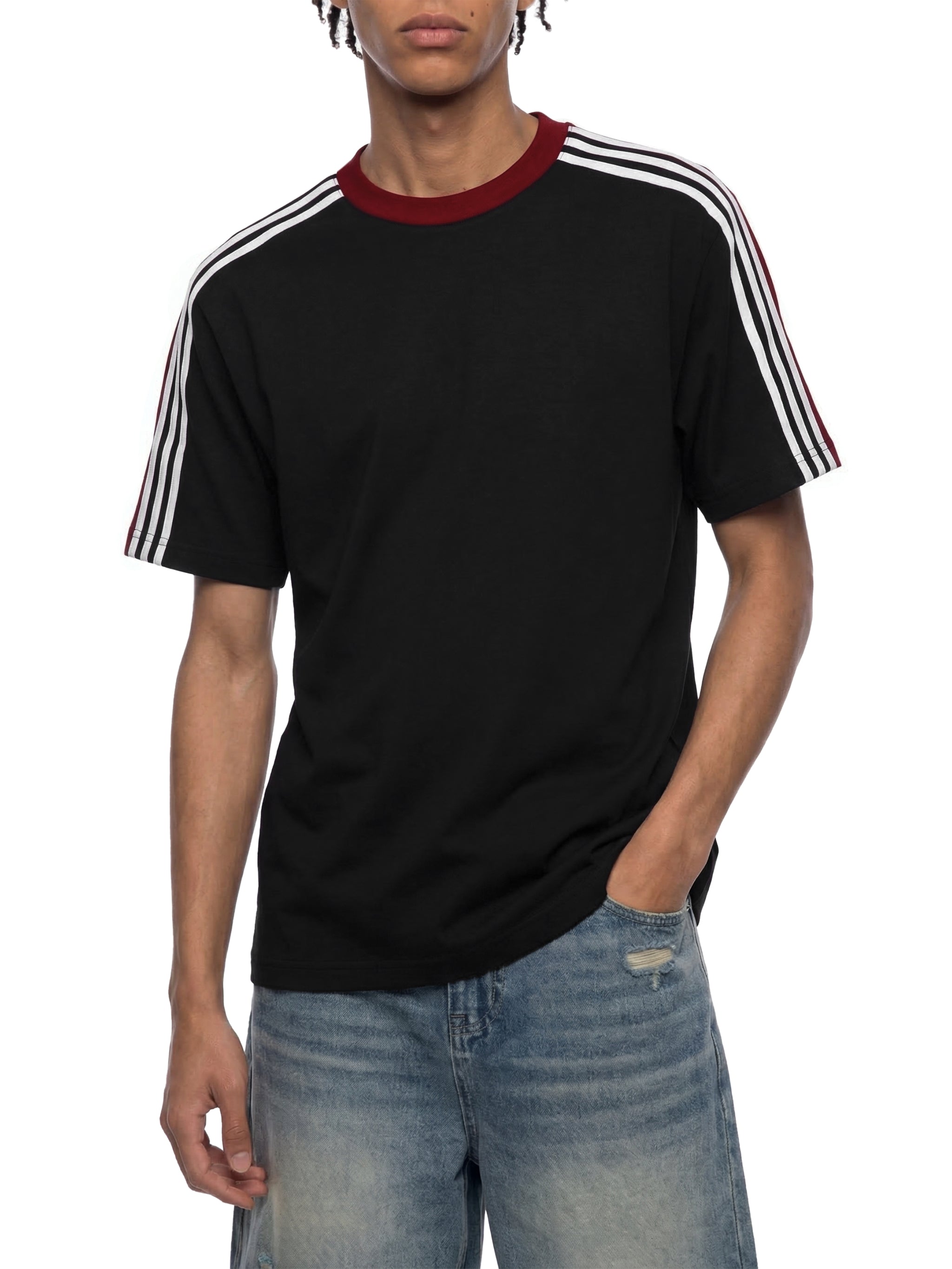 Colourblock Striped T-Shirt - Black