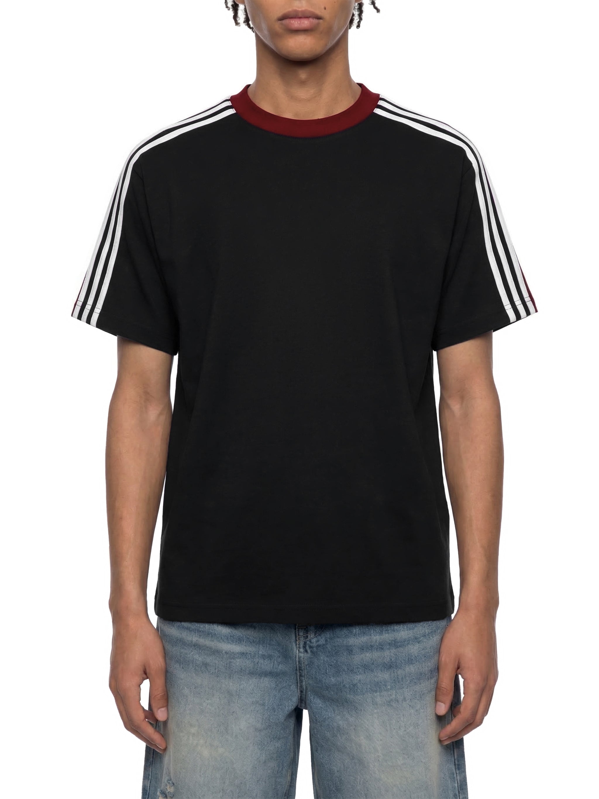 Colourblock Striped T-Shirt - Black
